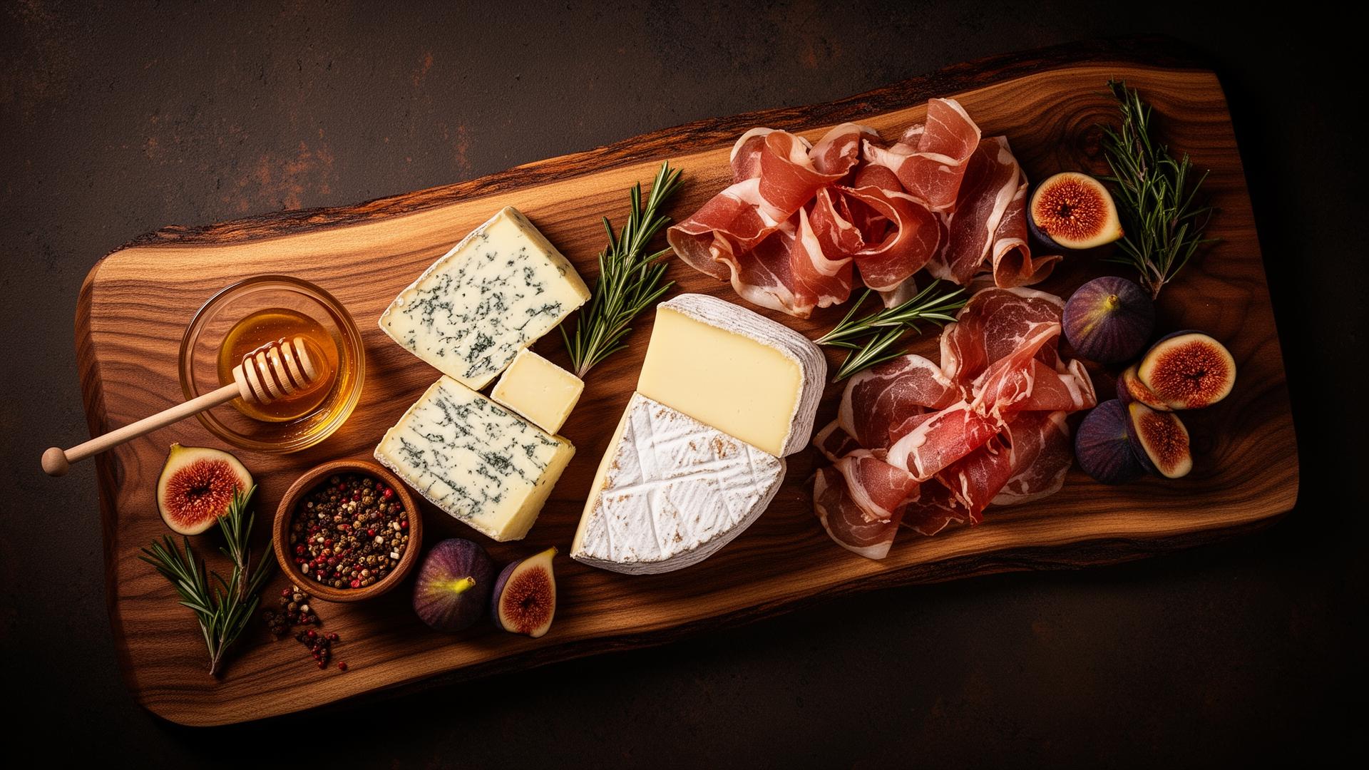 Live edge charcuterie board with cheese and meats